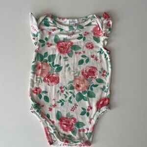 Angel Dear Floral Bodysuit in Red and Green